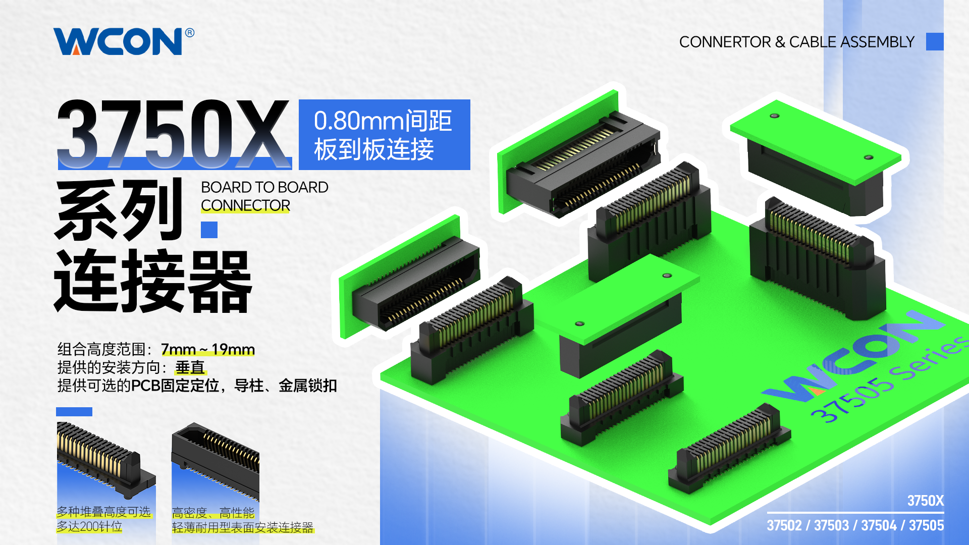 3750X 系列雙排板對(duì)板連接器：56Gbps 高速、工業(yè)級(jí)精密連接解決方案